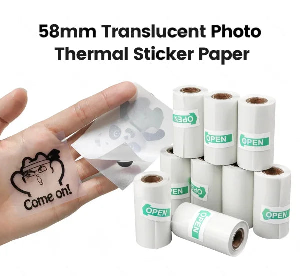 1/2/3/5PCSMini Printer Paper Transparent Thermal Sticker Paper Self-adhesive Printer Paper Printer For Photos Notes 5.7 x 2.5cm