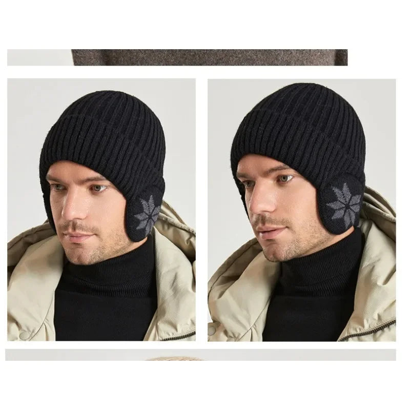 Men Women Winter Warm Plush Knitted Benines Snow Fashion Skullies Hat Unisex New Outdoor Coldproof Ear Protection Wool Caps