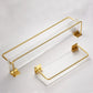 DOOKOLE Bathroom Floating Shelves Gold, Wall Mounted Storage Shelves with Towel Bar for Bathroom, Kitchen, Bedroom