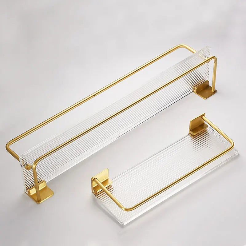 DOOKOLE Bathroom Floating Shelves Gold, Wall Mounted Storage Shelves with Towel Bar for Bathroom, Kitchen, Bedroom