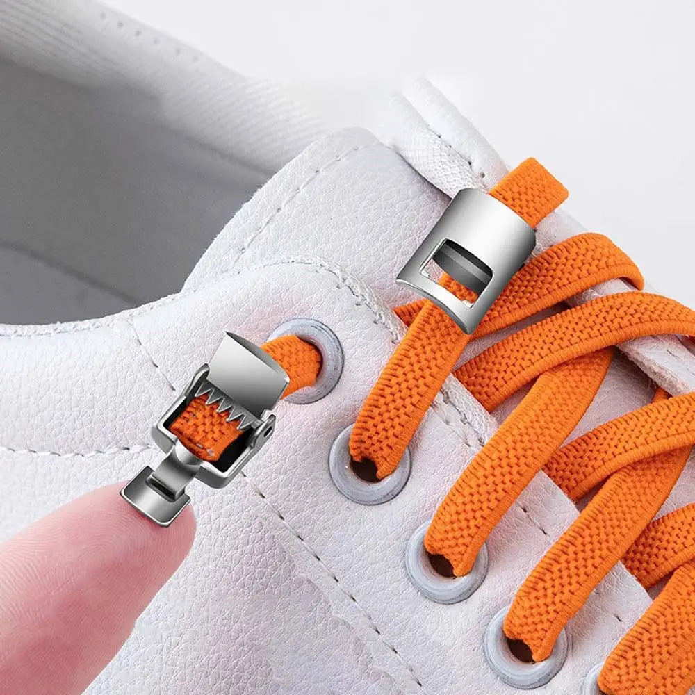 Fashion DIY Safety No Tie Shoelaces Shoes Accessories Sneakers Strings Snap Shoelaces Metal Lock Lazy Laces Buckle Laces Clasp