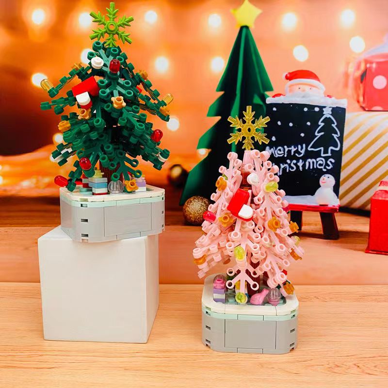 New Christmas Tree Building Blocks Music Box With Lights Christmas Ornaments Gift Assembly Small Particles For Girls Gift Toys