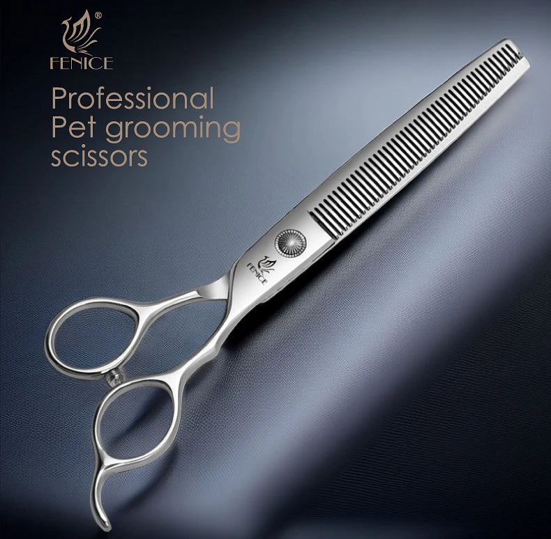 Fenice Pet Grooming Scissors 6/6.5/7/7.5 inch Professional Cutting Curved Thinning Chunker Shears For Pet Groomers Household Use