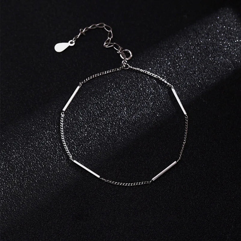 New 925 Sterling Silver Square Bracelet Simple Style Shiny Bracelet Gifts for Women  Exquisite Fashion Jewelry