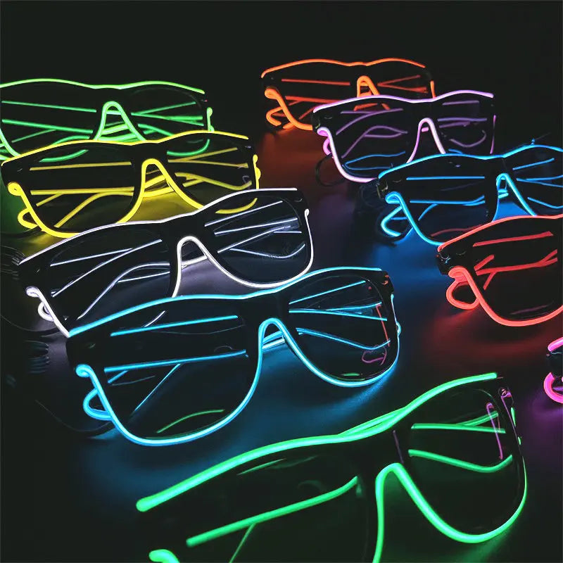 Transparent rice nail style luminous glasses LED flashing glasses EL cold light glasses nightclub jumping performance cheerin