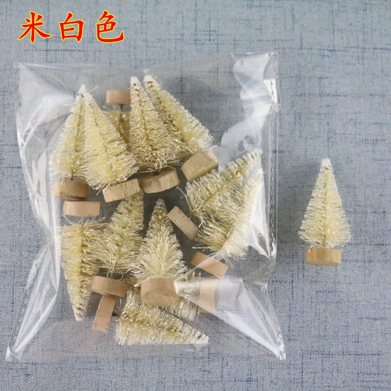 12 件迷你圣诞树剑麻丝雪松桌面装饰小圣诞树金色迷你树窗户 DIY 装饰