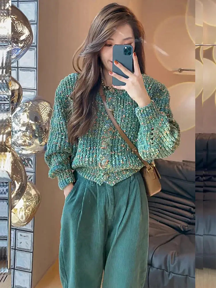 Sweet Style High-end Outfit 2023 Autumn and Winter New Women's Slim Fit Sweater High Waisted Pants Two-piece Set