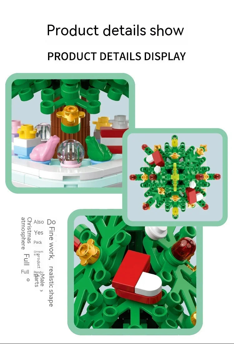 New Christmas Tree Building Blocks Music Box With Lights Christmas Ornaments Gift Assembly Small Particles For Girls Gift Toys