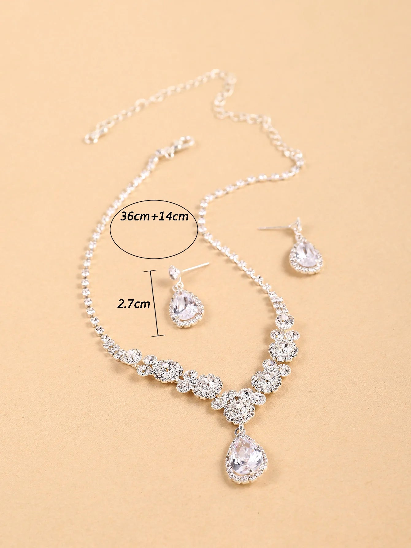 3pcs Women's Jewelry Set Rhinestone Earrings Necklace New Wedding Party Luxury Fashion Accessories