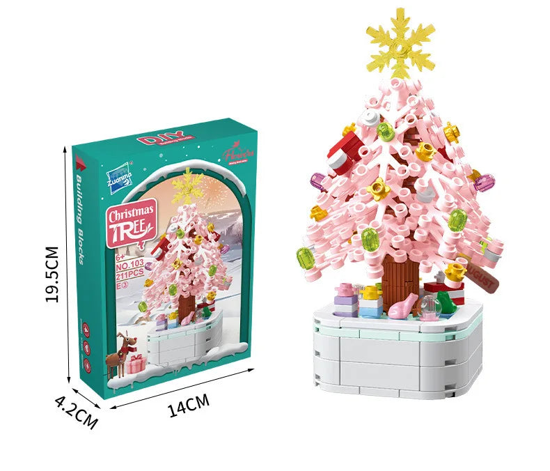 New Christmas Tree Building Blocks Music Box With Lights Christmas Ornaments Gift Assembly Small Particles For Girls Gift Toys