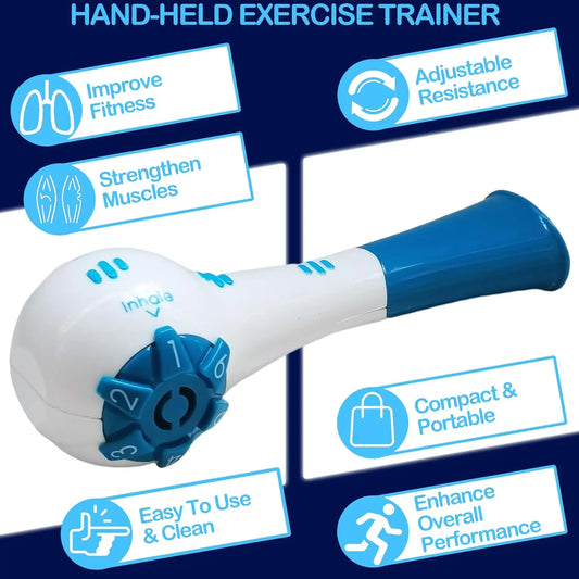 Breathing Trainer Adjustable Resistance Handheld Lung Expansion Training Tool Increase Lung Capacity Running Abdominal Exerciser