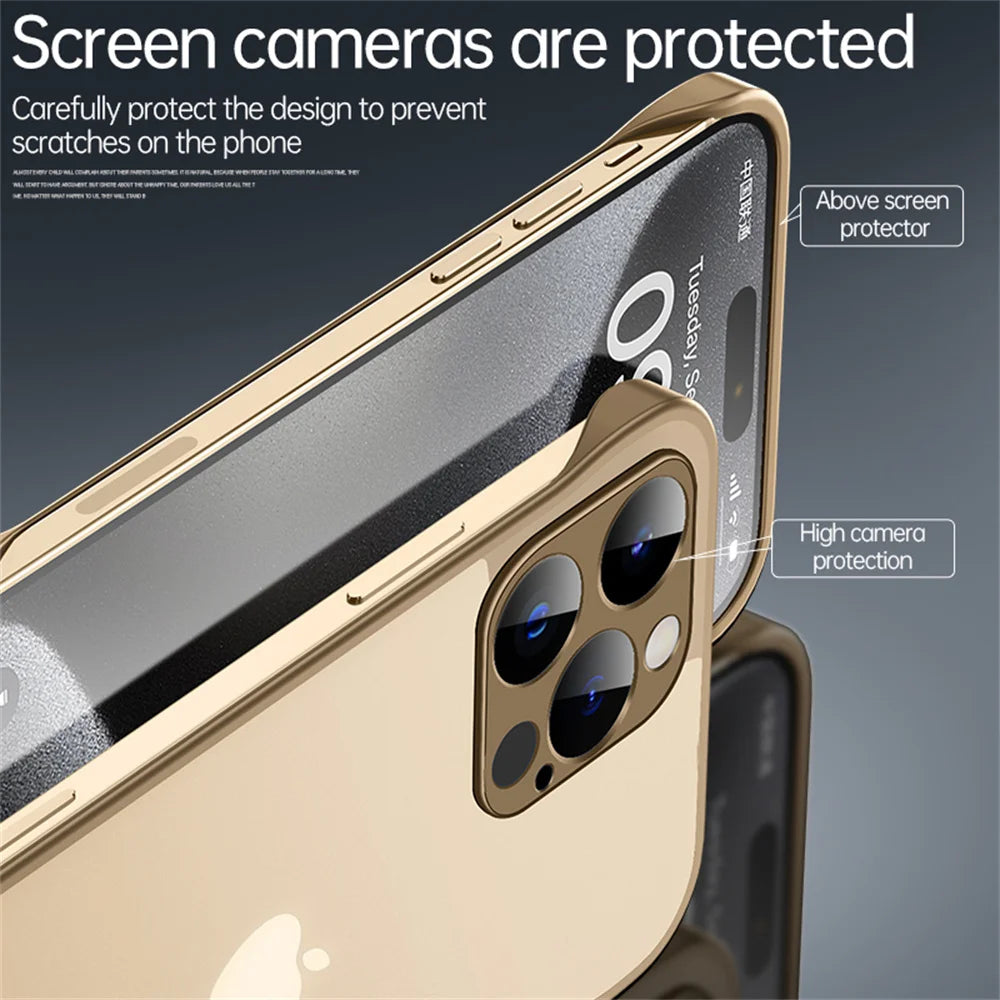 Ultra Thin Magnetic Frameless Transparent Phone Case For iPhone 16 15 11 12 13 14 Pro Max For Magsafe Soft Protection Back Cover