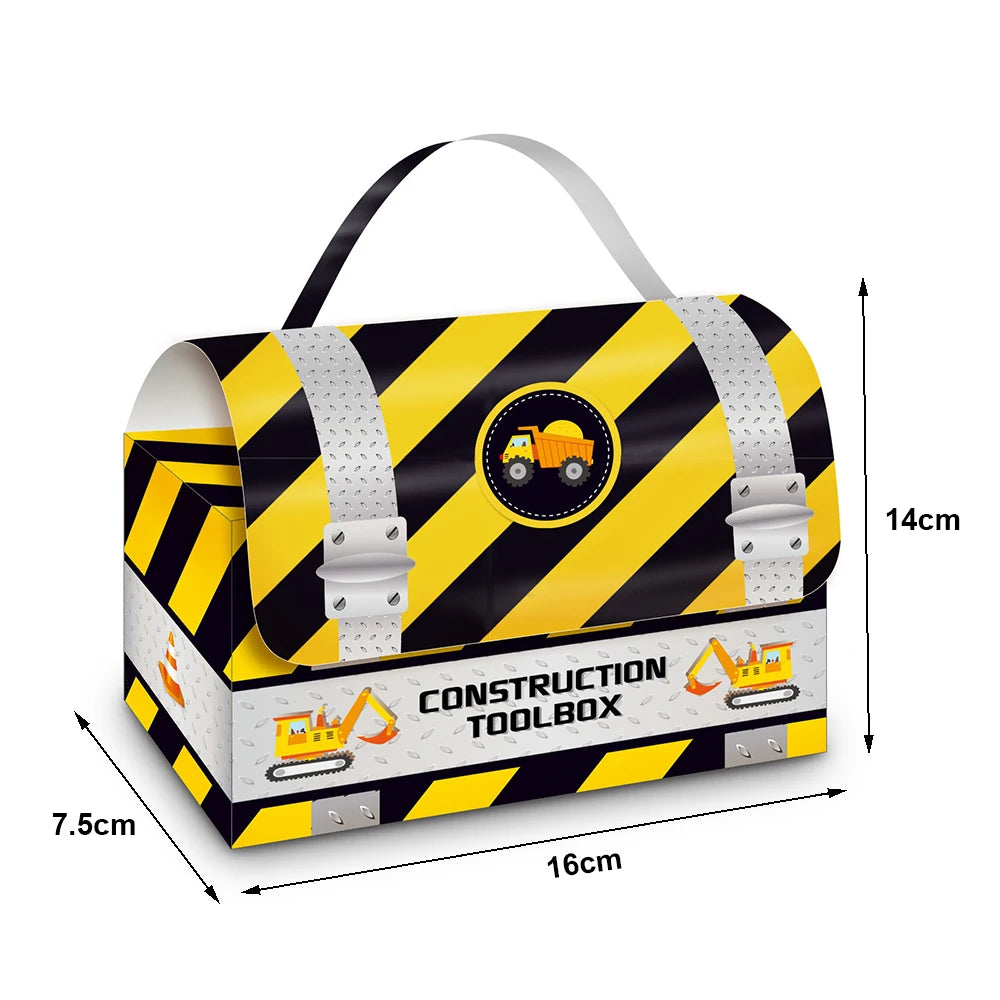 6/12Pack Construction Party Favor Box Construction Truck Candy Treat Bags Gift for Construction Theme Birthday Party  Supplies