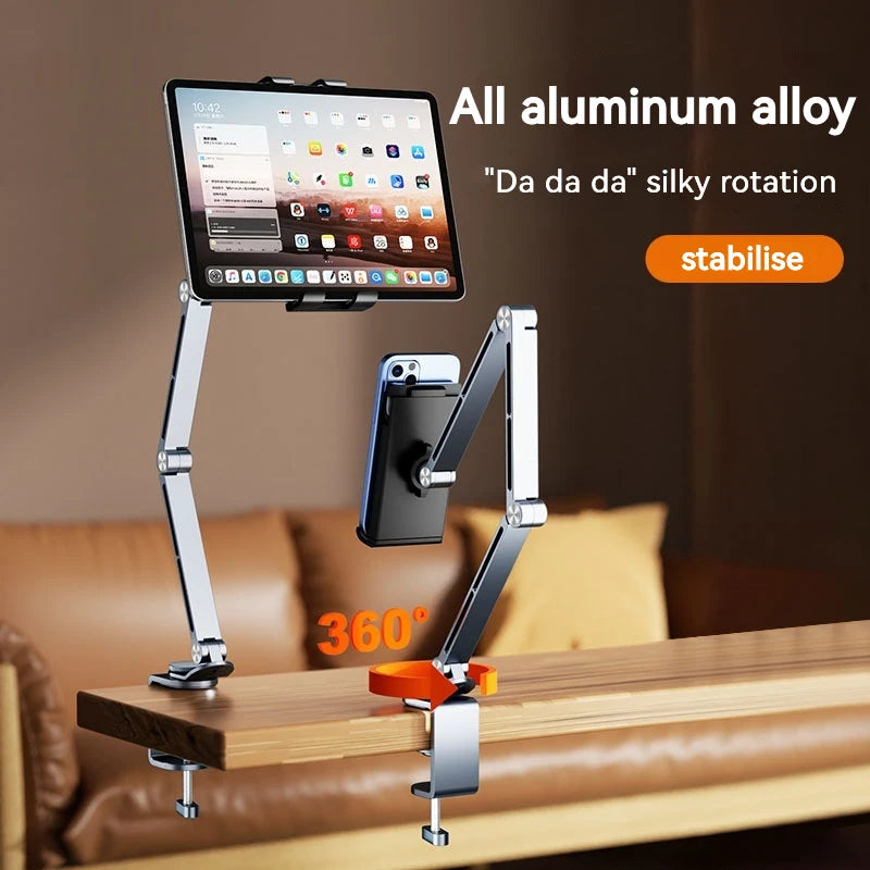 Rotatable Holder Stand Tablet Holder Phone Clip Holder Desktop Aluminum Alloy Cantilever Home Live for Ipad pro Folding Bracket