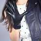 DooWay Black Leather Women's Gloves Fashion Winter Warm Lattice Lining Smart Touchscreen Starlike Genuine Leather Evening