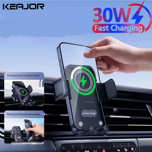 Car Wireless Charger Auto Car Mount Phone Holder Stand For iPhone 15 14 13 X Samsung Xiaomi Infrared Induction 15W Fast Chargin