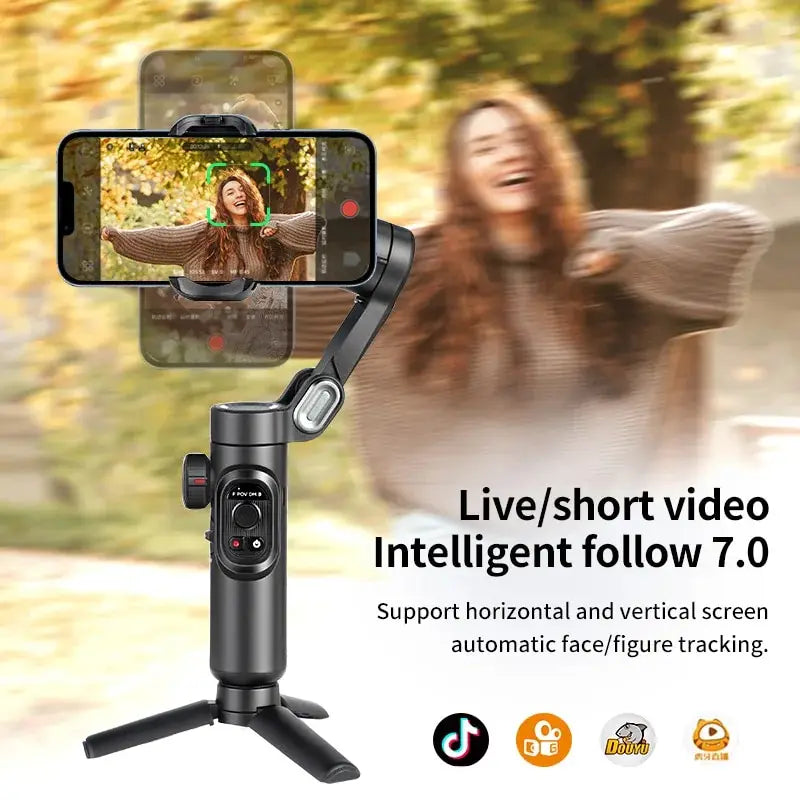 3-Axis Gimbal Stabilizer for Smartphone Foldable Handheld Phone Video Record Vlog Anti-Shake Stabilizer PTZ for iPhone Android