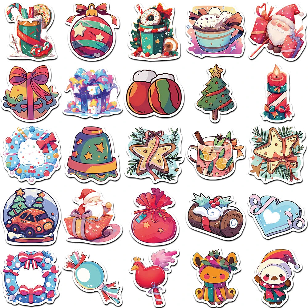 10/30/50pcs Kawaii Cartoon Christmas Art Aesthetic Stickers Pack for Kids Toy Diary Laptop Scrapbook Decoration Graffiti Sticker