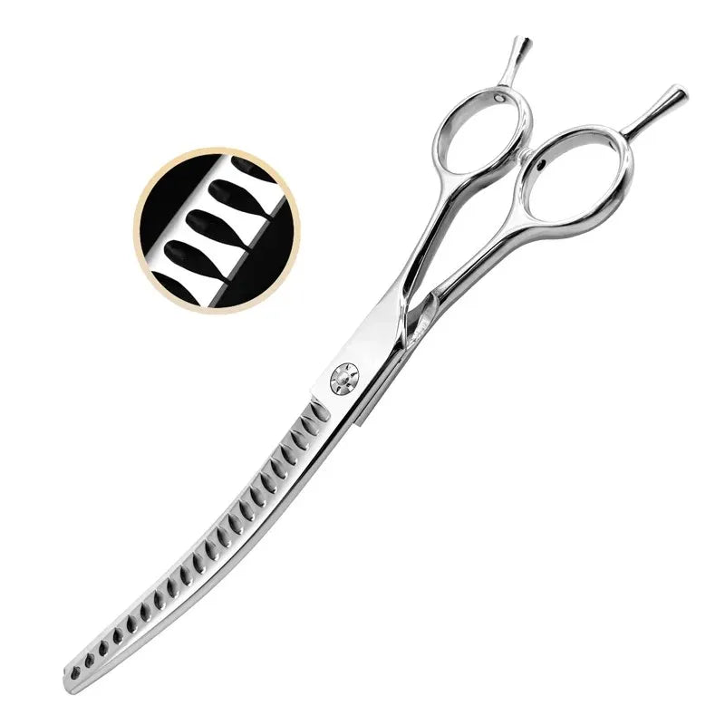 Professional Pet Grooming Scissors  7.5 inch Curved chunking Scissors For Dogs & Cats  Ideal For Diy Home Use