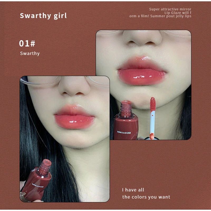 Mirror Lip Gloss Lip Glaze Transparent Glass Lip Oil Korean cosmetics Waterproof Liquid Lipstick Nude Brown Clear Tint Makeup