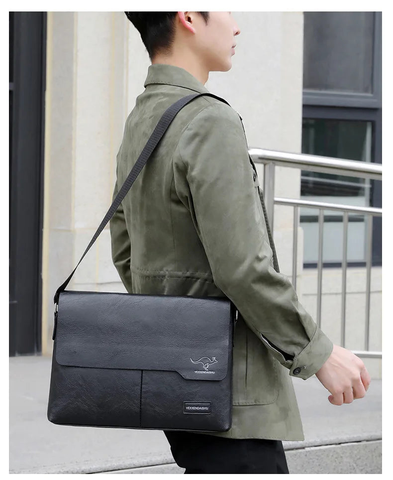 Luxury Brand Men Shoulder Bag For IPAD Leather Business Handbag Men Messenger Bag Large Side Sling Bag Fashion Man Crossbody Bag