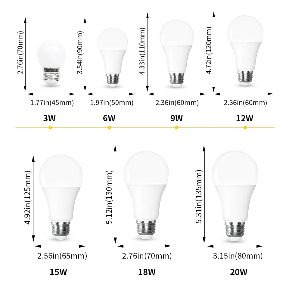 24pcs LED Bulb Lamps E27 E14 B22 AC220V Light Bulb 20W 18W 15W 12W 9W 6W 3W Lampada Living Room Home LED Bombilla