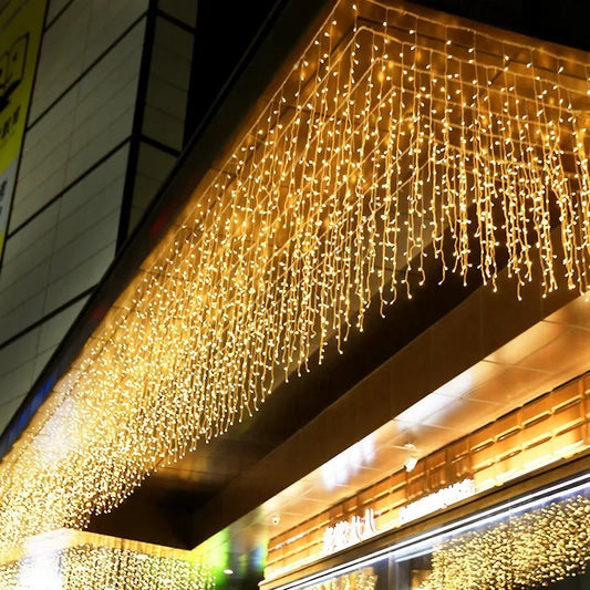 2024 Christmas Garland LED Curtain Icicle String Lights Droop 0.4-0.6m AC 220V Garden Street Outdoor Decorative Holiday Light