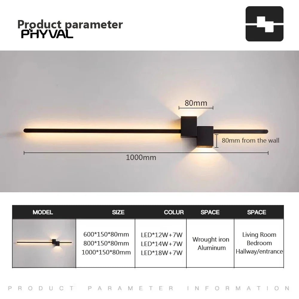 مصباح حائط LED طويل على الطراز الاسكندنافي لغرفة المعيشة الإبداعية وخلفية التلفزيون وغرفة النوم ومصباح حائط بجانب السرير ومصابيح منزلية داخلية وفوانيس