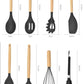 Silicone Cookware Nonstick Cookware Kitchen Utensils Set Spatula Spatula Egg Beaters Wooden Handle Cooking Tools Set