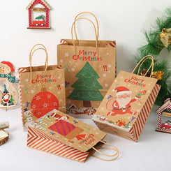 StoBag, Merry Christmas, Reusable Kraft Paper Bags, for packing gifts, goodies, Santa, Snowman pattern, Party Supplies, 12/30pcs