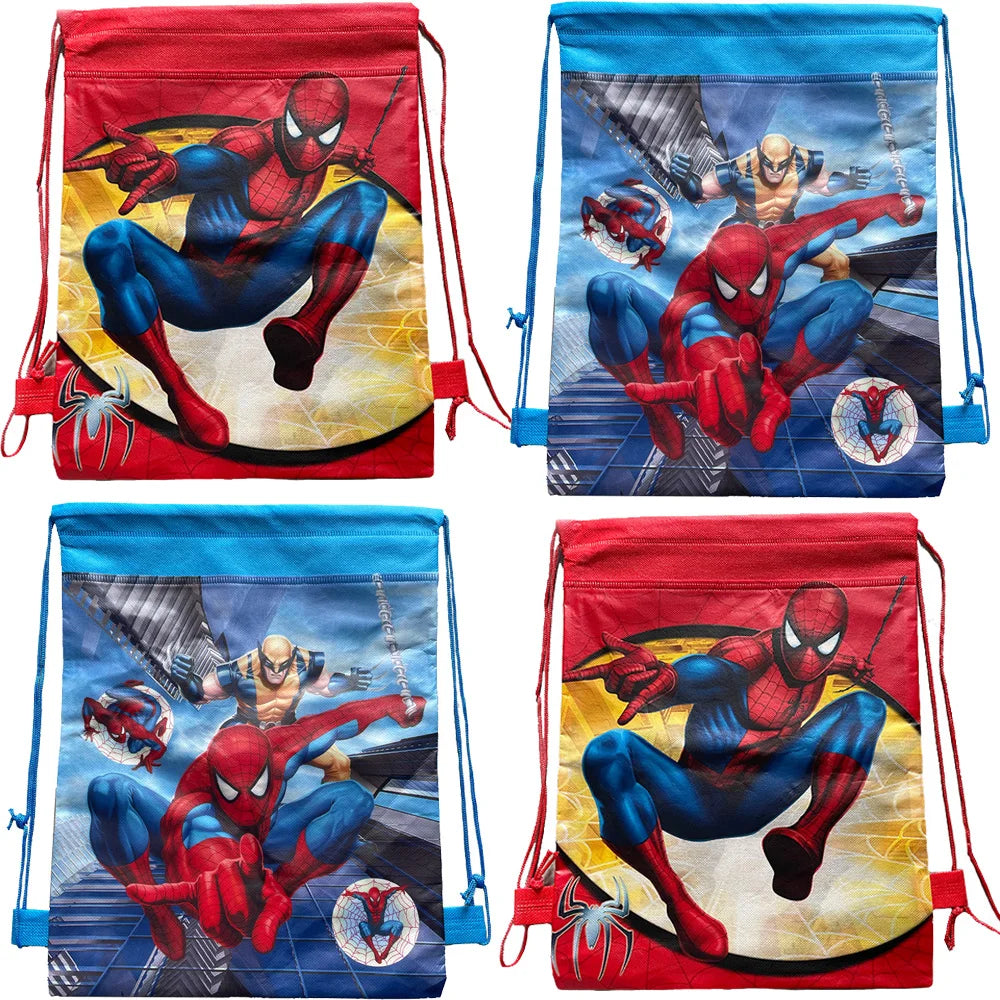 1/6 Pcs Spiderman Drawstring Bag Birthday Party Decoration Drawstring Kids Backpack Gift Bag Suitable for Birthday Party Supplie