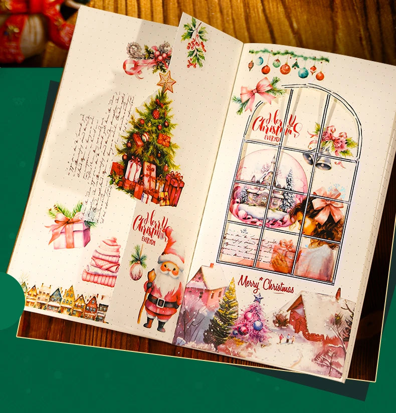 30 Pcs Christmas Themed Decorative Stickers For Scrapbooking Junk Journal Kit Album Planners Diary School Stationery supplies