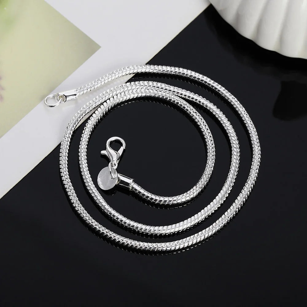 wholesale 925 Sterling Silver 1/2/3MM solid Snake Chain Necklace For Men Women Necklaces Fashion Jewelry for pendant