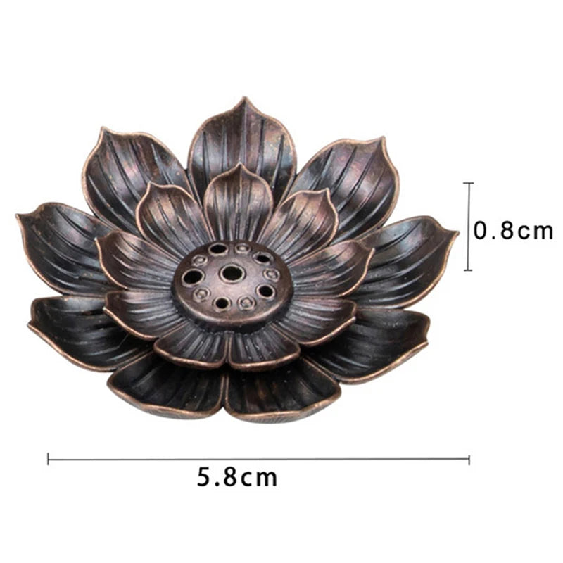 1x Alloy Incense Burner Stick Holder Buddhism Lotus Line Incense Plate Sandalwood Coil Base Temples Yoga Studios Home Decoration