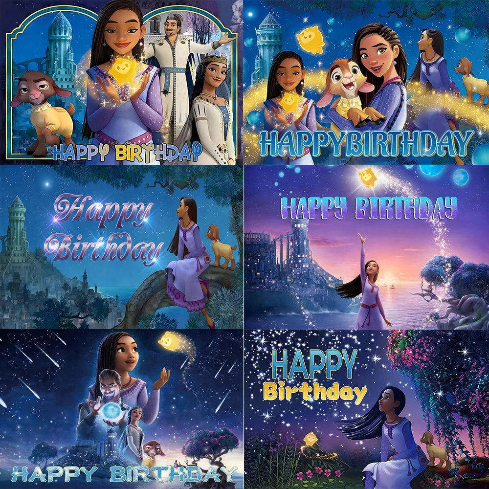 Wish Backdrop Princess Asha Birthday Party Decorations Banner Supplies 100th Anniversary Animation Movie Phorography Background