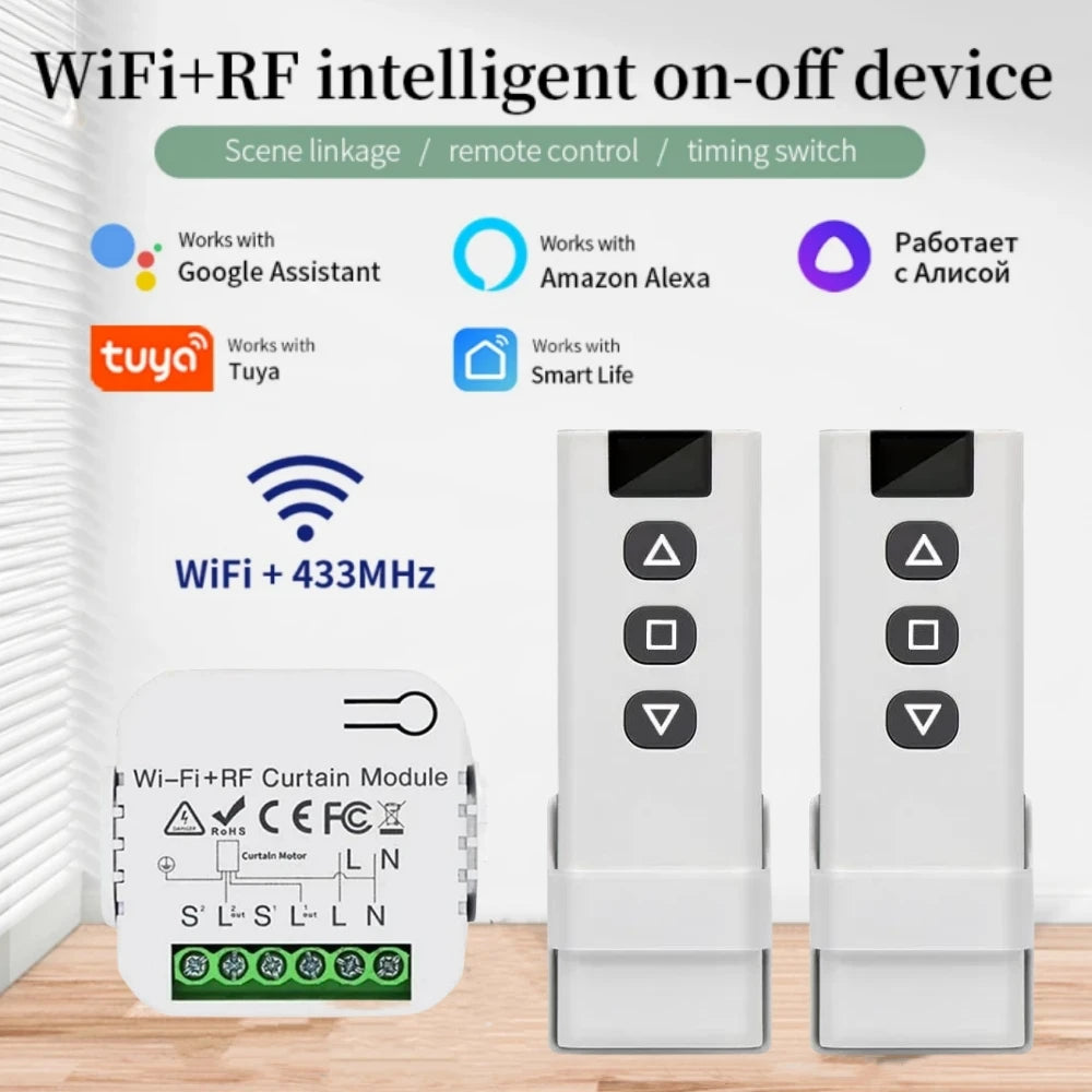 مفتاح ستارة Tuya Smart WiFi مع مصراع دوار للتحكم عن بعد RF433MHz لتطبيق Smart Life ودعم Google Home Alexa