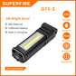 SUPERFIRE G15/S LED flashlight + COB Work Light With Magnetic USB Rechargeable Built-in Battery Set Multi Function Folding Torch