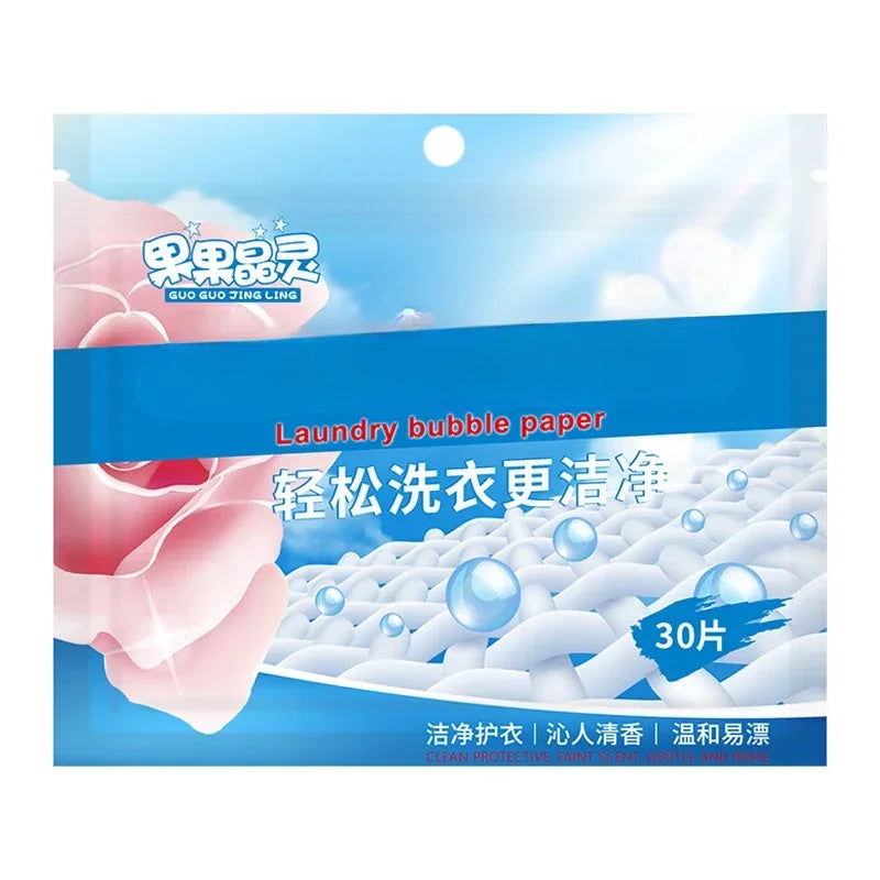 30 Pcs Eco Friendly Laundry Detergent Soap Sheet Plastic Free Concentrated Washing Strong Laundry Gadget For Washing Machine