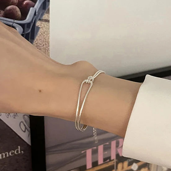 925 Sterling Silver Geometric Arc Knotting Bracelets Chain for Women Girl Minimalist Fashion Fine Jewelry Party Gift Браслет