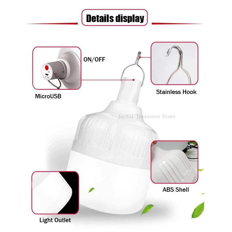 Portable Tent Lamp USB Rechargeable Led Emergency Lights Battery Lantern BBQ Camping Light Outdoor Bulb Emergency Lamps 80w/200w