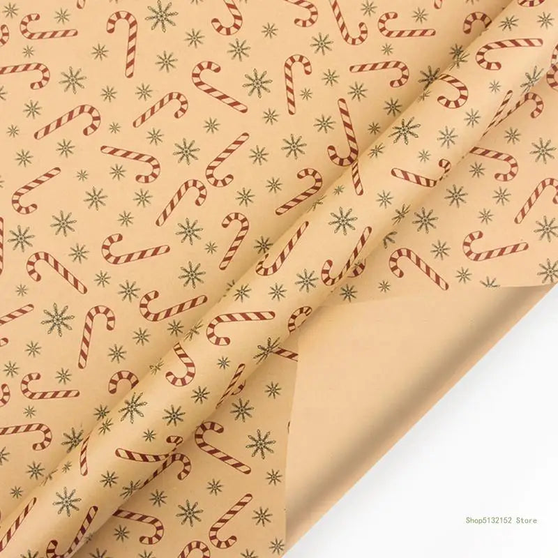 QX2E Retro Christmas Gifts Wrapping Papers DIY Present Packing Kraft Wraps