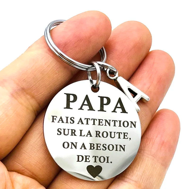 سلسلة مفاتيح فرنسية PAPA FAIS ATTENTION SUR LA ROUTE هدايا للأب في عيد الأب، هدايا عيد ميلاد الأب في عيد الميلاد