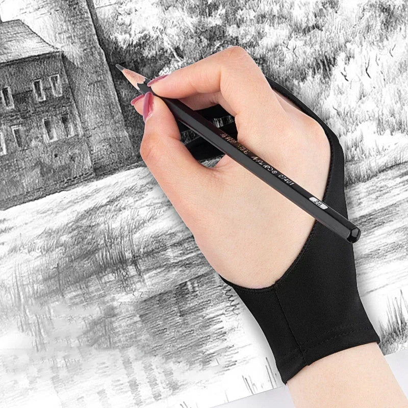 S/M/L Two-Finger Drawing Gloves Anti-touch Anti-fouling for Tablet Digital Board Touch Screen Oil Painting Office Art Supplies