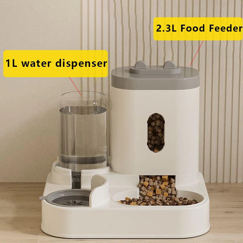 Automatic Cat Feeder Water Dispenser Set 2 In 1 Large Capacity Cat Dog Food Feeding Bowl Pet Water Fountain Cat Accessories