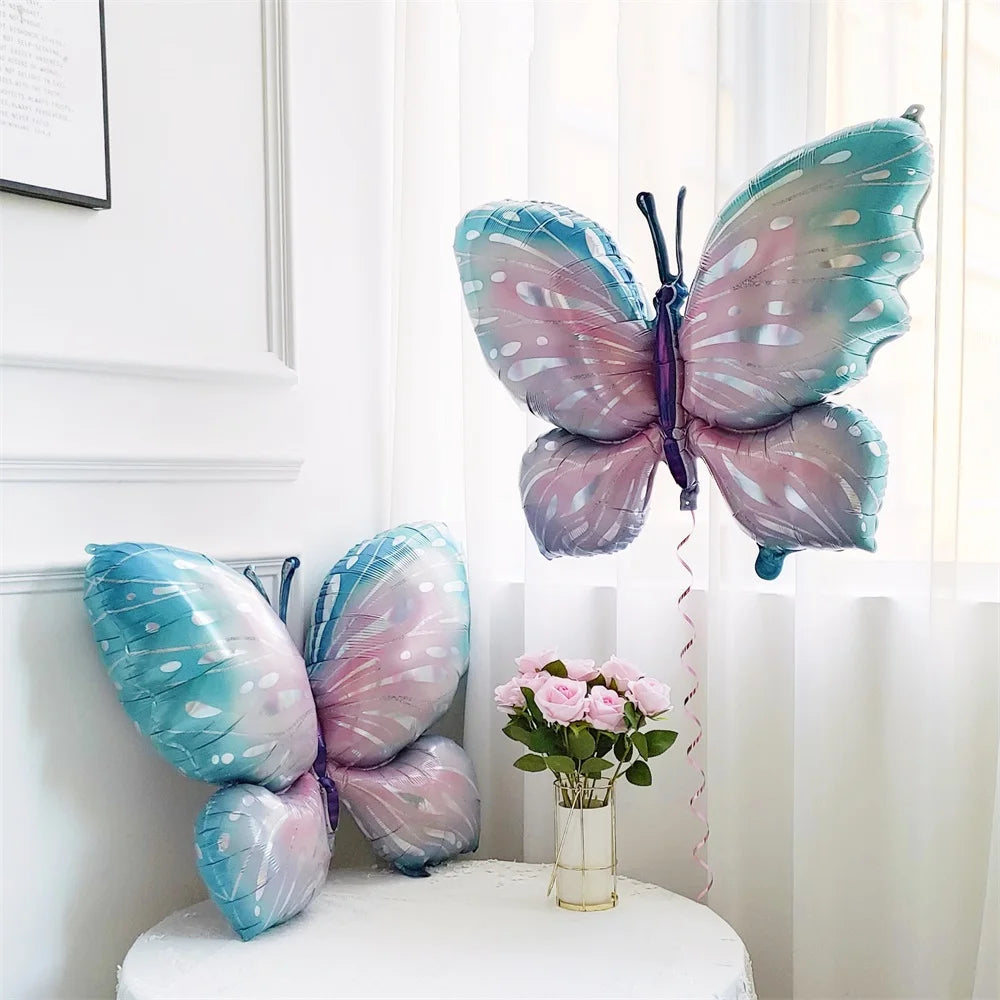 Large Butterfly Foil Balloon 3D Butterfly Fairy Helium Balloons Girls Birthday Party Decorations Kids Toy Gift Wedding Supplies