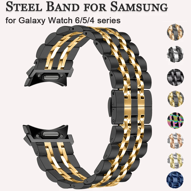 Stainless Steel Band for Samsung Galaxy Watch 6/6 Classic 43 47mm No Gaps Quick Fit Metal Strap for Galaxy watch 5/4 40 44mm