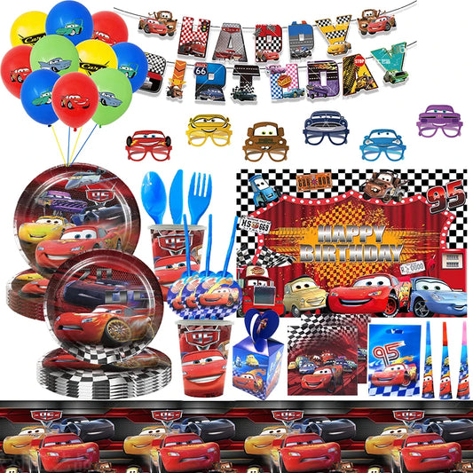 Disney Cars Birthday Party Decorations Disposable Tableware Balloons Glasses Backdrop Gif Bag Baby Shower Party Supplies