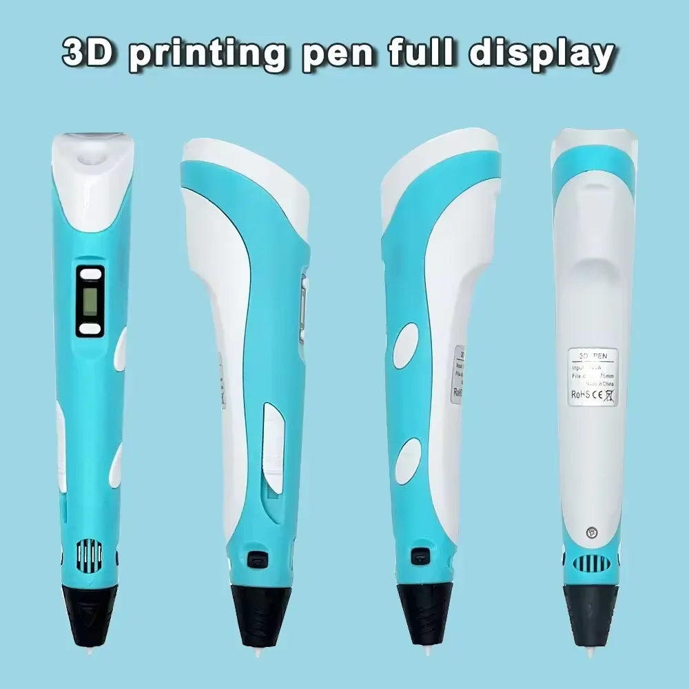 Electronic 3D Printing Pen 25MPLA Long Thread Children's 3D Graffiti Drawing Tool Drawing Smart Toy DIY Christmas Birthday Gift