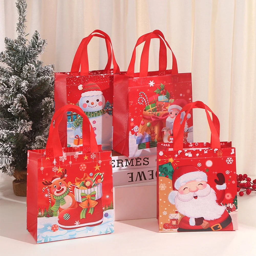 4Pcs Christmas Gift Bags Santa Snowman Elk Xmax Gift Packing Bag Non-Woven Christmas Packaging Christmas Decoration 2024 Navidad