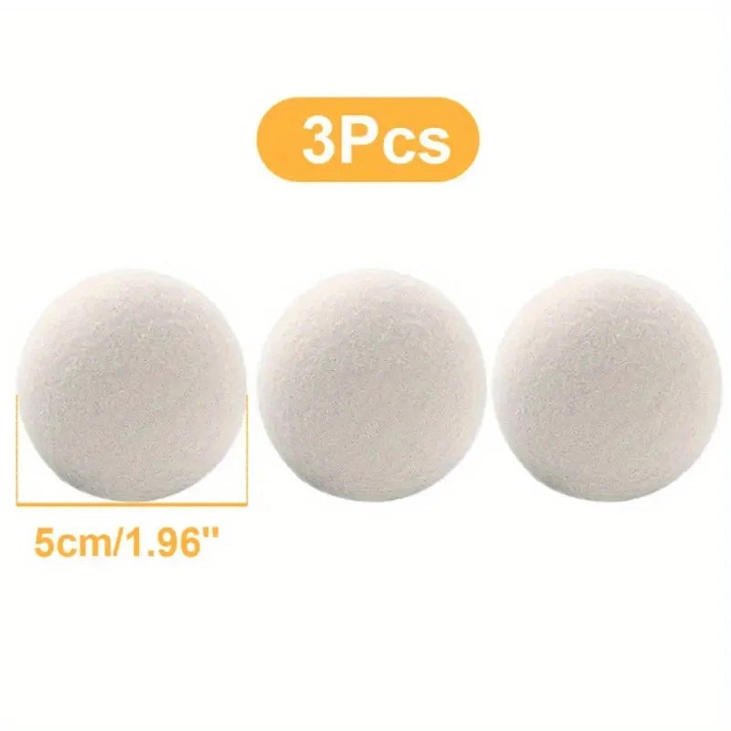 3pcs Premium Reusable Wool Drying Balls - Laundry Essentials for Soft Clothes - Anti-Static Washing Machine Accessories with D